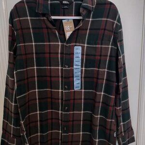 Mocha Overland Plaid - Eddie Bauer Men's 100% Cotton NWT